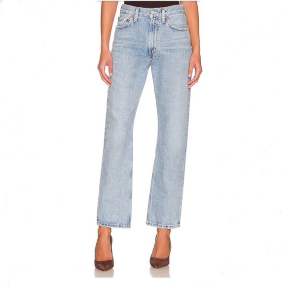 Agolde Mia Mid Rise Straight Leg Denim Jeans Size 24 - Picture 1 of 11